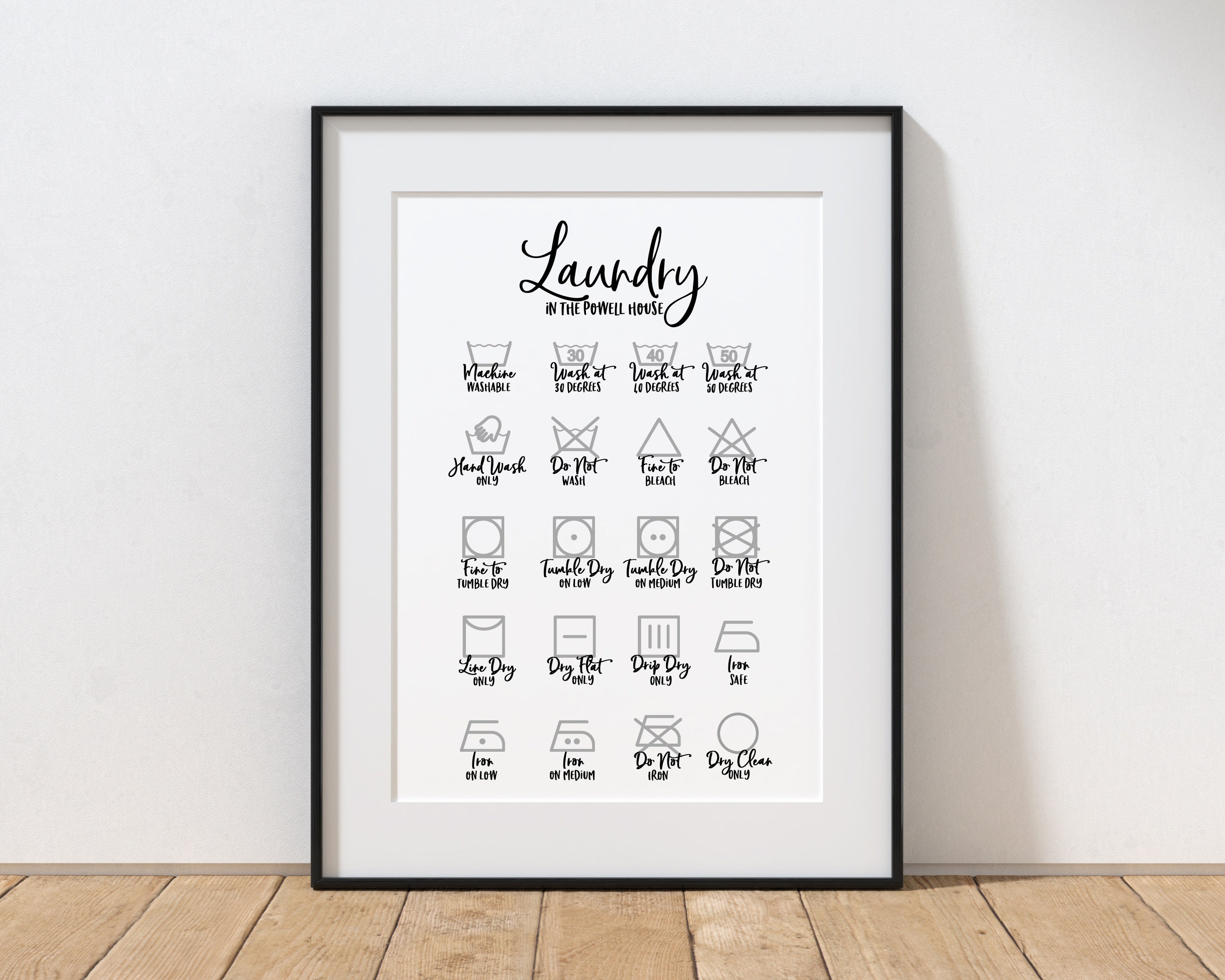 Signo personalizado de la lavandería / símbolos de lavado / | Etsy