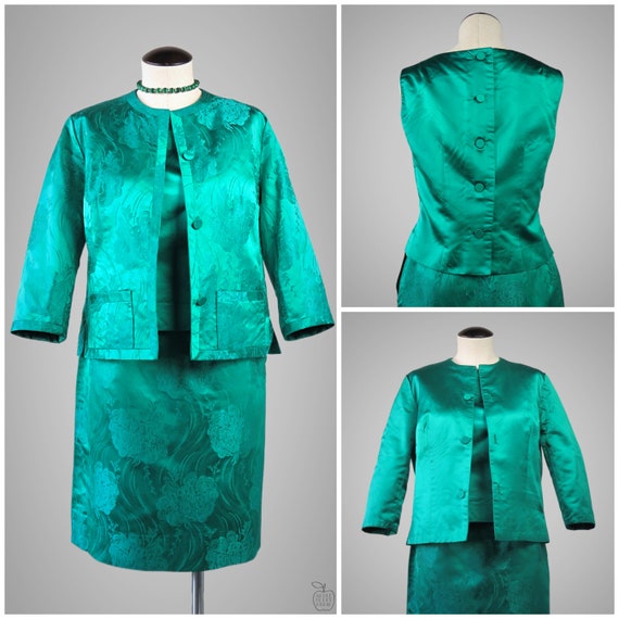 Vintage 1960s Silk Brocade 3 Piece Dress Suit - S… - image 1
