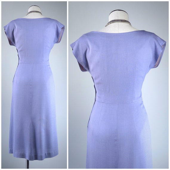 Vintage 1950s Lilac Beaded Sheath Dress - SIZE XS… - image 5
