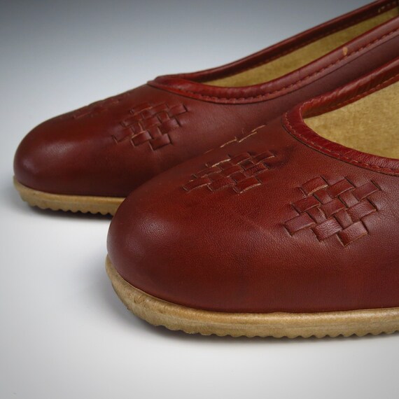 Vintage 1970s Oxblood Leather Wedge Heels - Cobbi… - image 4