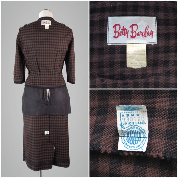 Vintage 1950s Gingham Skirt Suit - SIZE XS to S -… - image 7