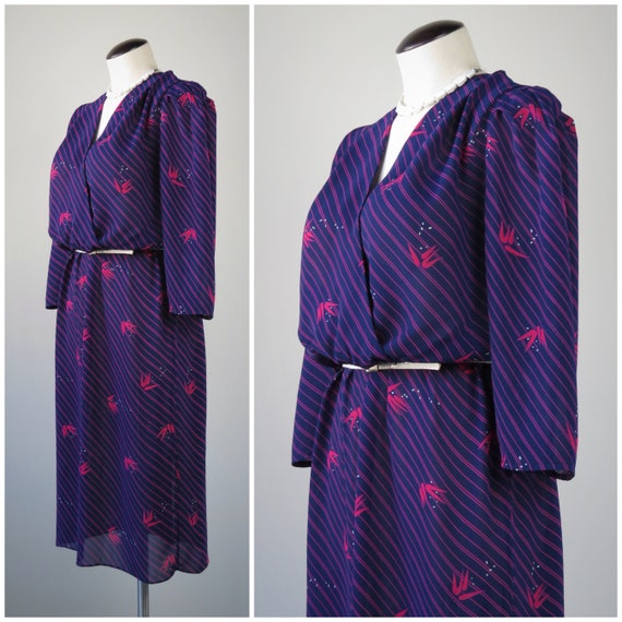 Vintage 1980s Surplice Secretary Dress - SIZE M t… - image 2