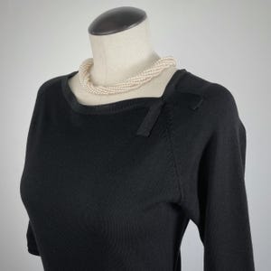 Vintage 1950s Merino Jersey Knit Sheath Dress - SIZE S/M - Goldworm Hand Fashioned in Italy - 50s 60s Virgin Wool Silk Half Sleeve - Black