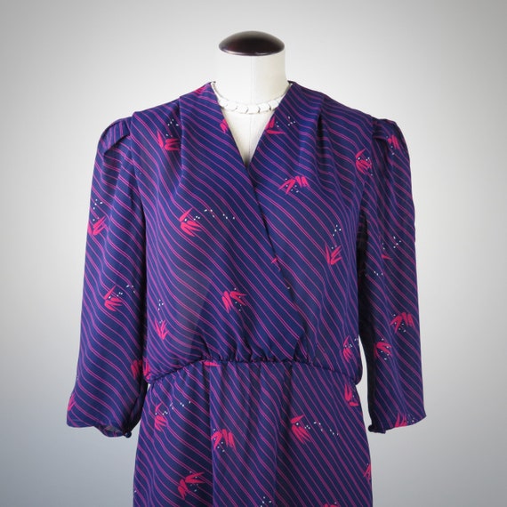 Vintage 1980s Surplice Secretary Dress - SIZE M t… - image 8