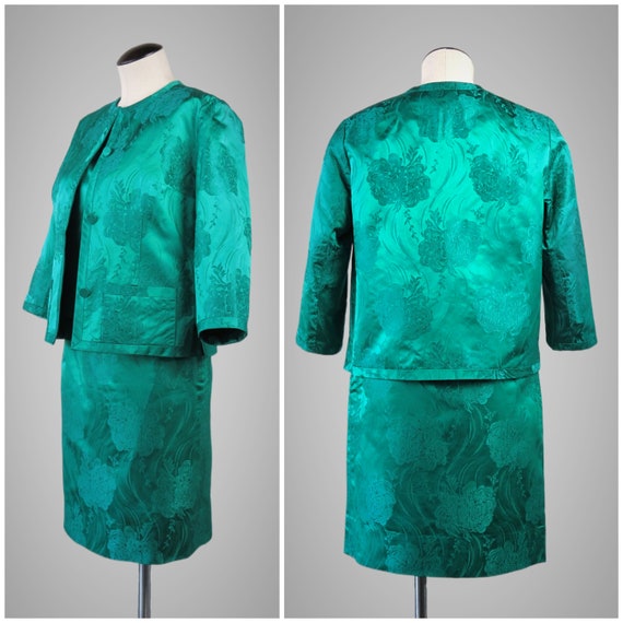 Vintage 1960s Silk Brocade 3 Piece Dress Suit - S… - image 2