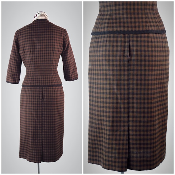 Vintage 1950s Gingham Skirt Suit - SIZE XS to S -… - image 6