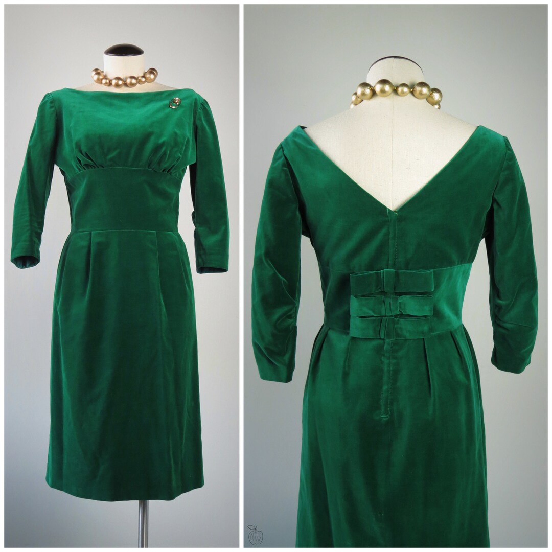 Vintage 1950s Velvet Cocktail Shelf Bust Sheath Dress SIZE S Etsy