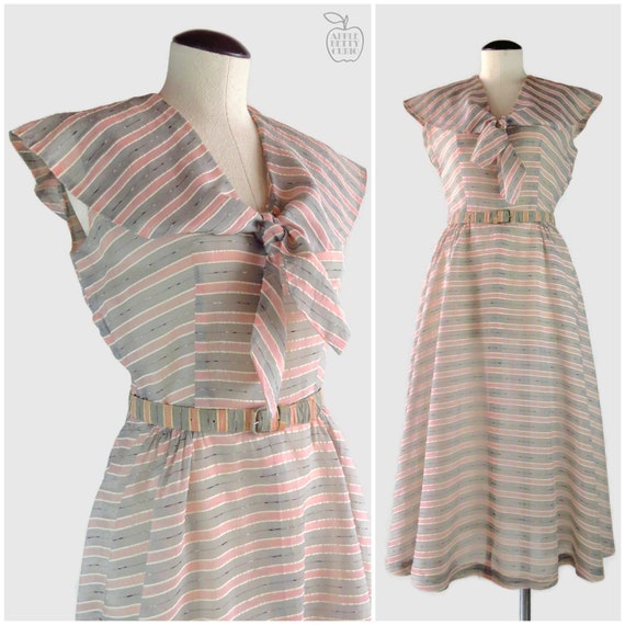 Vintage 1940s Boardwalk Breeze Sheer Silk Dress &… - image 1