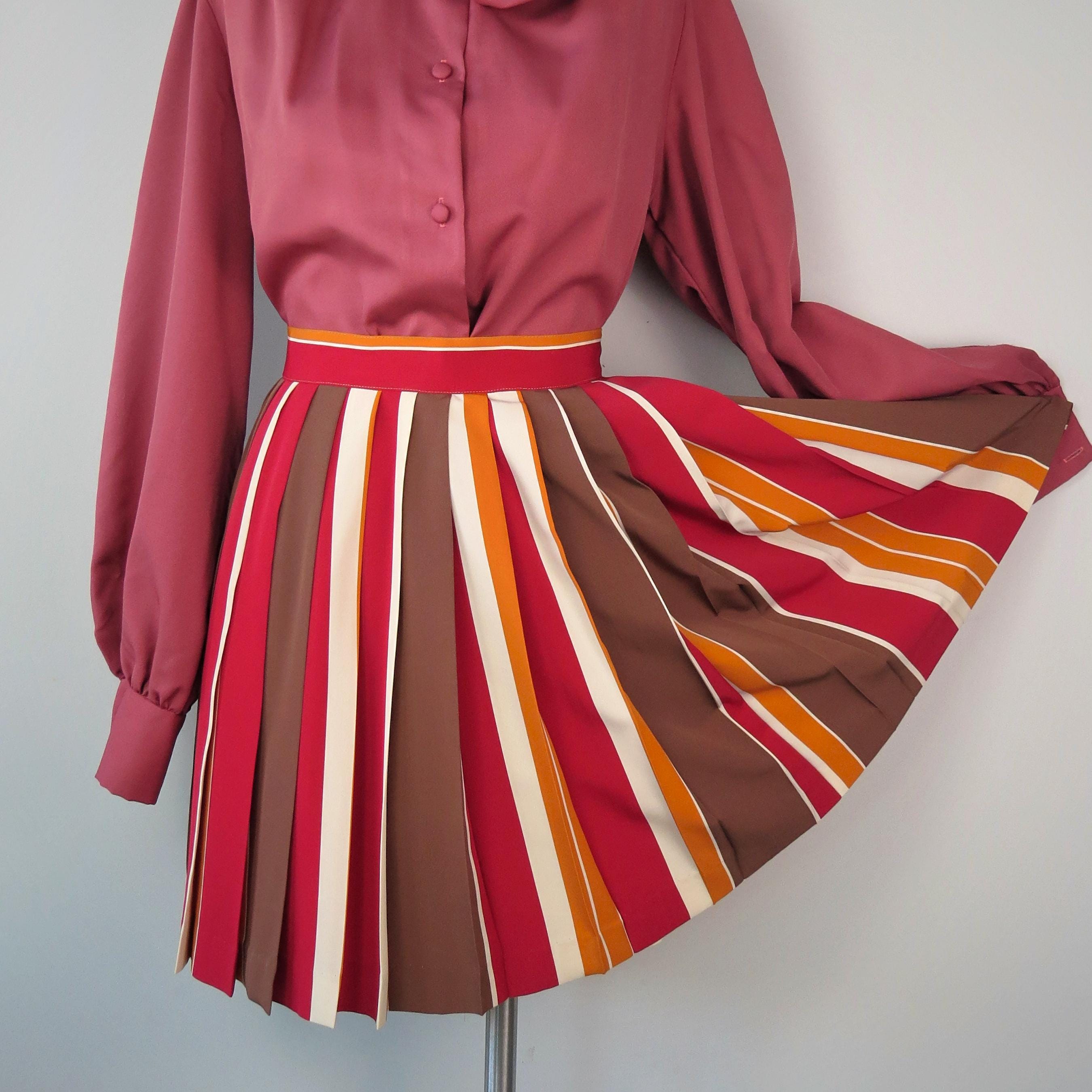 Vintage 1990s Striped Cheerleader Mini Skirt SIZE XS to S Made