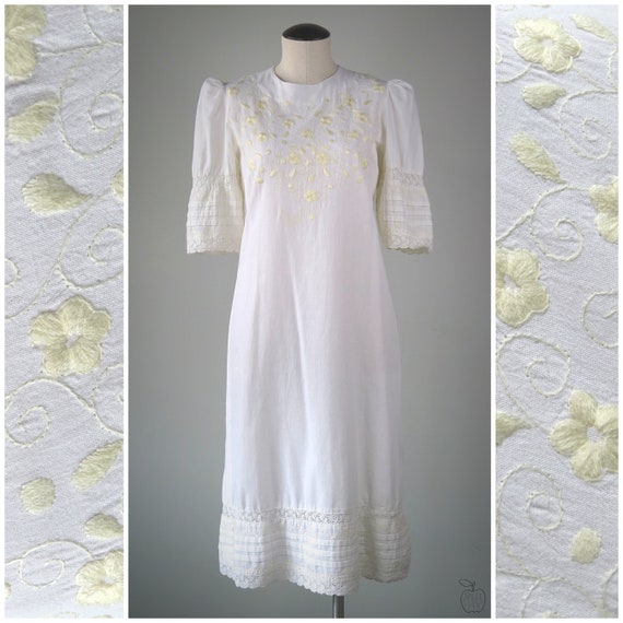 Vintage 1970s Does Edwardian Folk Cotton Dress - … - image 2