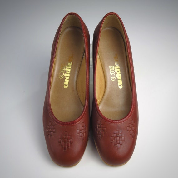 Vintage 1970s Oxblood Leather Wedge Heels - Cobbi… - image 5