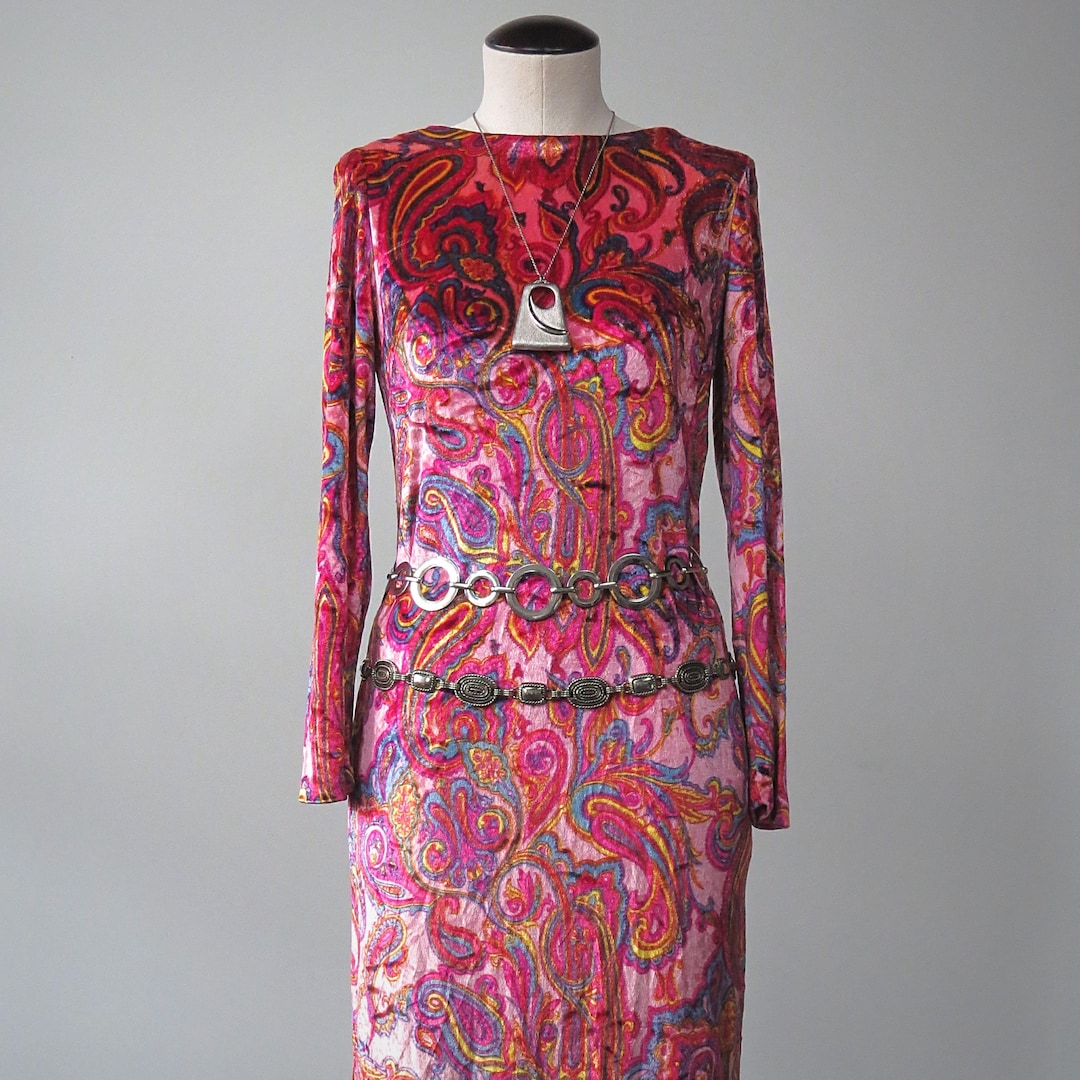 Vintage 60s/70s Hippie Indian Paisley Print Dress S