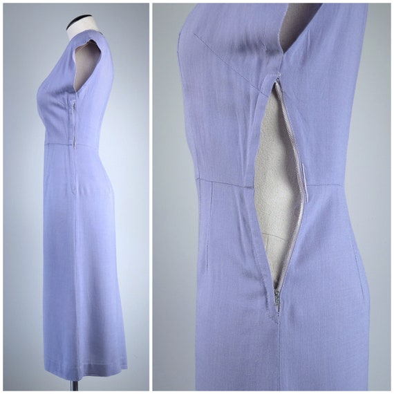 Vintage 1950s Lilac Beaded Sheath Dress - SIZE XS… - image 4