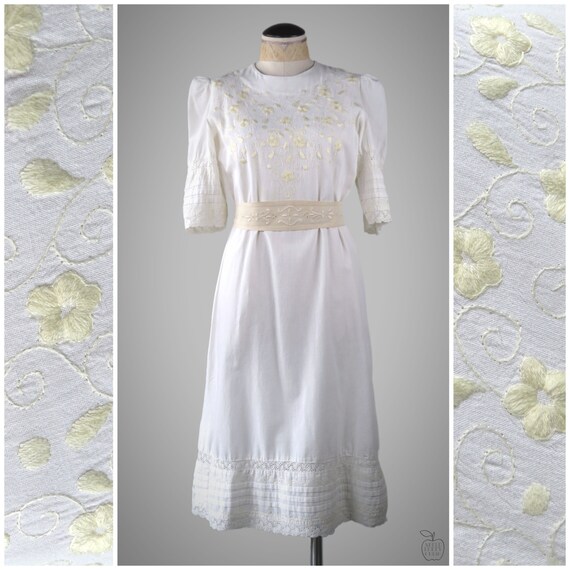 Vintage 1970s Does Edwardian Folk Cotton Dress - … - image 1