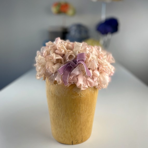 Vintage 1950s Calla Lily Spring Bloom Pillbox Hat Ombre Silk