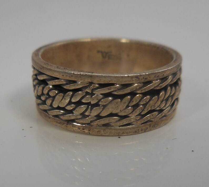 Woven Braid Design Ring Vintage Sterling Silver Wedding Band Size 7