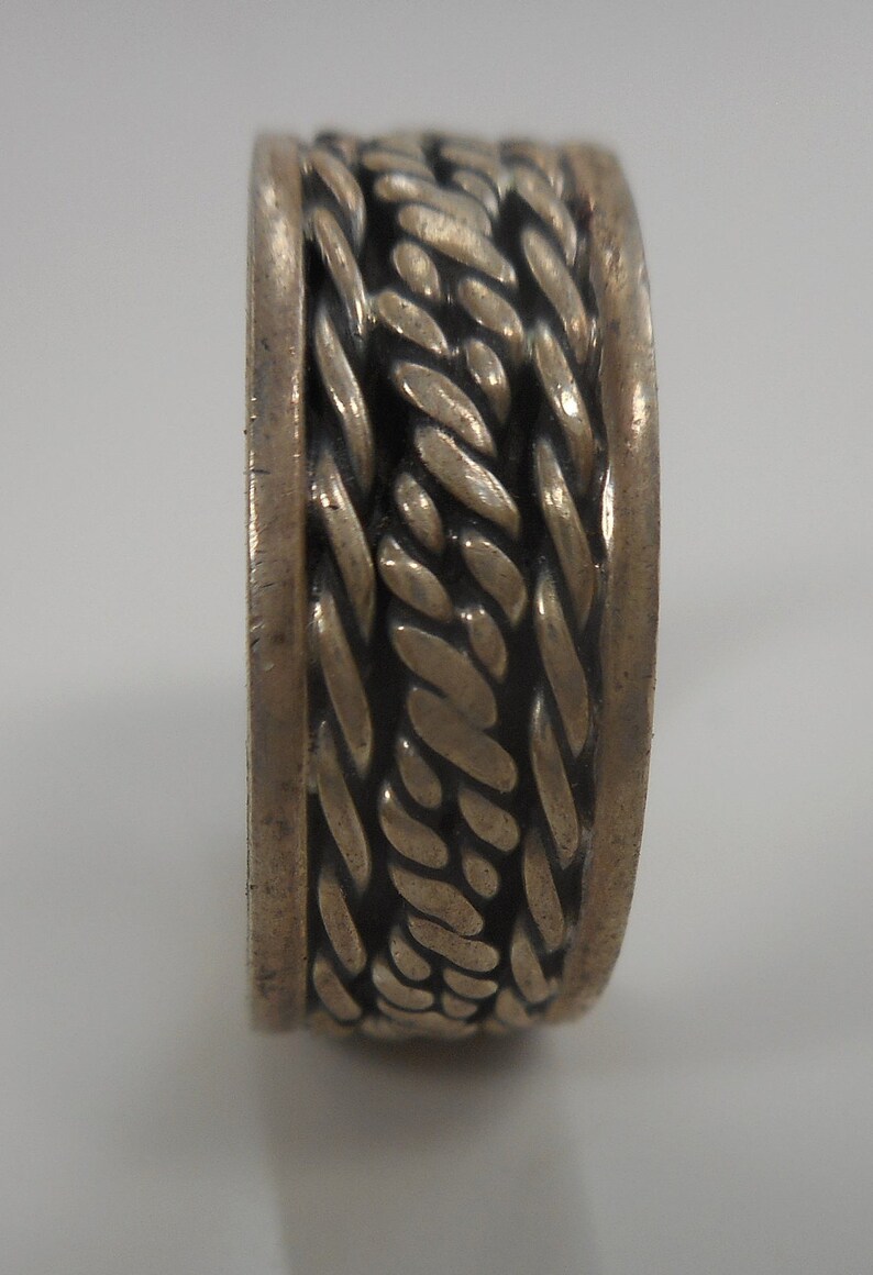 Woven Braid Design Ring Vintage Sterling Silver Wedding Band Size 7