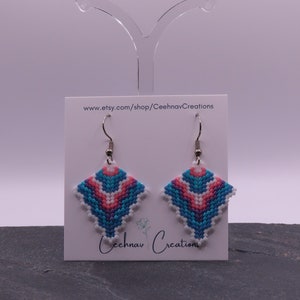Bali earrings, peyotestitch, triangle, miyuki delica 11/0, stainless steel stud earrings, beads, glass beads