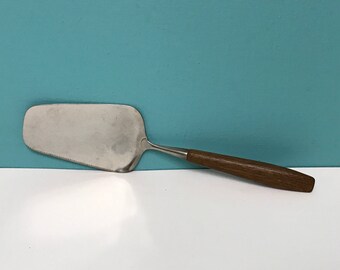 Vintage Cake or Cheese Slicer and Server Stainless and Wood Made in Norway