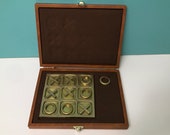 Vintage Brass Tic Tac Toe Game in Case