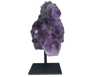 Amethyst Natural Druzy on Metal Rod Pin Stand 7” Home Office Decor -  Beautiful