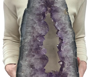 Medium Natural Purple Amethyst Circle Ring Druzy Slab | Slice - 19” 20.75 lbs | Polished on Both Sides