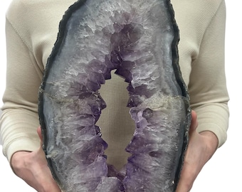 Medium Natural Purple Amethyst Circle Ring Druzy Slab | Slice - 14.5” 12.05 lbs | Polished on Both Sides