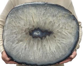 Huge Agate Slab | Slice - Natural Color 20.75" 46.30 lbs | Home Office Décor