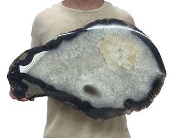 Huge Agate Slab | Slice - Natural Color 22.75" 24.10 lbs | Home Office Décor