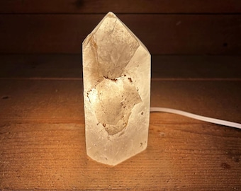Smoky Quartz Crystal Obelisk Tower LED Night Light with Light Sensor - Smoky Quartz Wand/Geodes//Crystals//Minerals