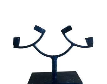 7.5" Double Arm Wooden and Metal Prong Display Stand | Agate Slice Rocks and Minerals, Fossils