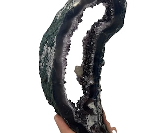 Medium Natural Purple Amethyst Circle Ring Druzy Slab | Slice - 8” 2.4 lbs | Polished on Both Sides