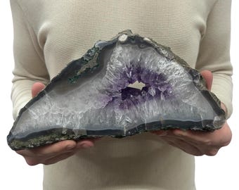 Medium Natural Purple Amethyst Circle Ring Druzy Slab | Slice - 11” 5.25 lbs | Polished on Both Sides
