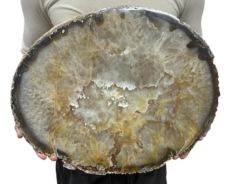 Huge Agate Slab | Slice - Natural Color 20.75" 29.15 lbs | Home Office Décor