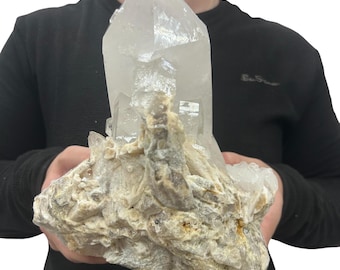 Large Natural Quartz Cluster - Beautiful Clear Point Crystals 7” 11.48 Lbs