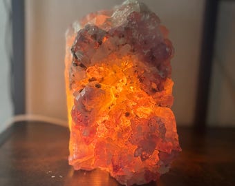 Large Amethyst Druzy Crystal Quartz Cluster Lamp 7”