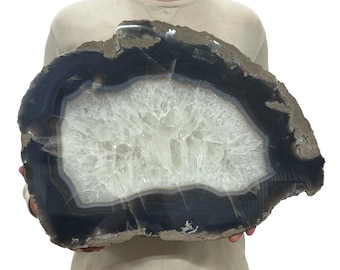 Huge Agate Slab | Slice - Natural Color 22" 25 lbs | Home Office Décor