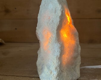 Natural Rough Blue Calcite Mineral 7” Lamp w/ Cord & Bulb - Home | Office Decor