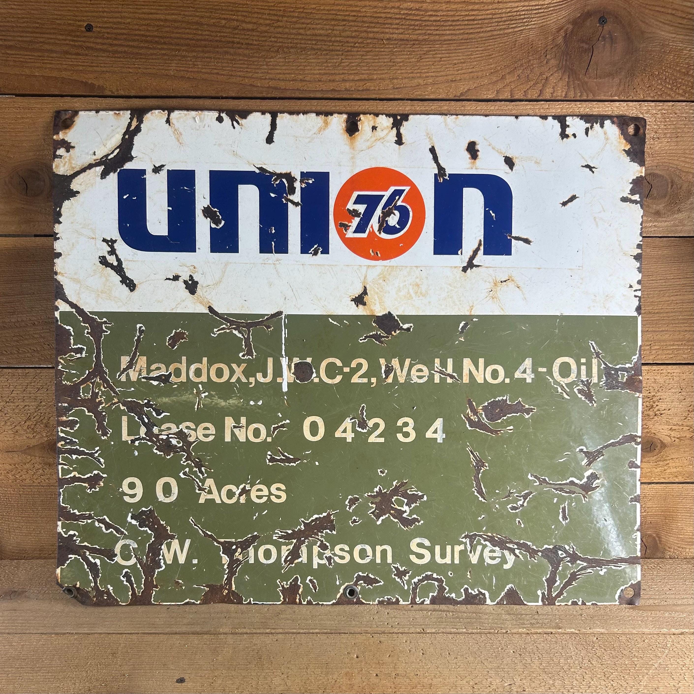 1988年UNOCAL 76 金属製サイン 約30cm ユノカル76 サイド看板 両面プリント フランジメタルサインの通販