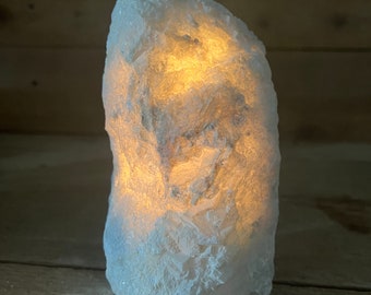 Natural Rough Blue Calcite Mineral 7” Lamp w/ Cord & Bulb - Home | Office Decor