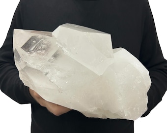 Large Natural Quartz Cluster - Beautiful Clear Point Crystals 10.5” 15.90 Lbs