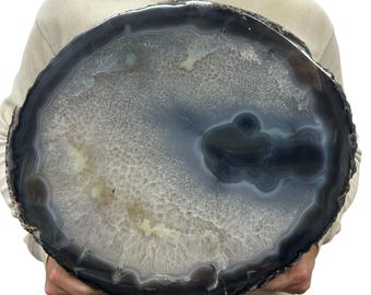 Huge Agate Slab | Slice - Natural Color 18" 27.25 lbs | Home Office Décor