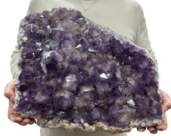 Huge Natural Dark Purple Amethyst Druzy 20.5” 44 lbs | Beautiful Crystals Home or Office Décor w/ Stand | Geology Gift