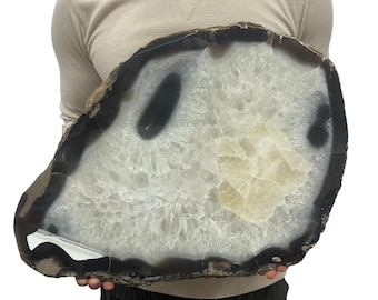Huge Agate Slab | Slice - Natural Color 22.5" 28.15 lbs | Home Office Décor