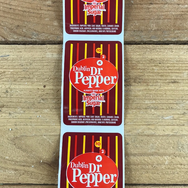 Original Dublin Dr Pepper Bottling Works Set of 3 "Always Made with Imperial Sugar" Sticker- Advertising Soda Pepper Texas Original