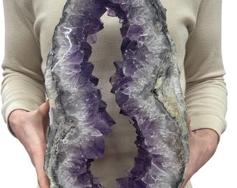 Medium Natural Purple Amethyst Circle Ring Druzy Slab | Slice - 16” 12.95 lbs | Polished on Both Sides