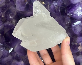 Large Natural Quartz Cluster - Beautiful Clear Point Crystals 3.5” 1.2 Lbs