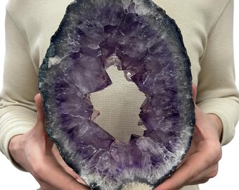 Medium Natural Purple Amethyst Circle Ring Druzy Slab | Slice - 9.5” 4.85 lbs | Polished on Both Sides