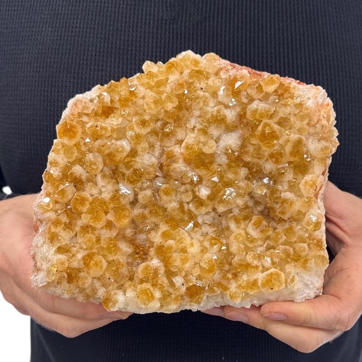Large Orange Citrine Crystal Druzy w/ Metal Stand 7” 6.75 lbs Home | Office Décor Geology Gift