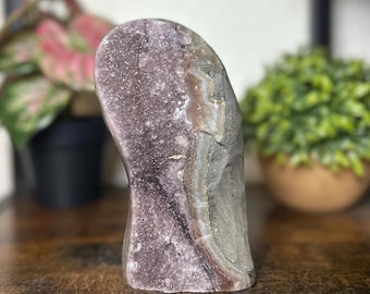 Natural Rainbow Extra Quality Purple Uruguayan Amethyst Geode Druzy Cut Base 6” 2.90 lbs | Beautiful Crystals | Geology Gift